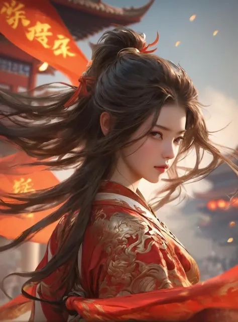 Best quality, masterpiece, ultra high resolution, 1 girl, flowing hair, realistic skin, dynamic movements, solo, Chinese clothing, armor, (Flame: 1.2), moon, blurry, realistic, CG game, Chinese Zen
<lora:YoungXia-000008:0.7>