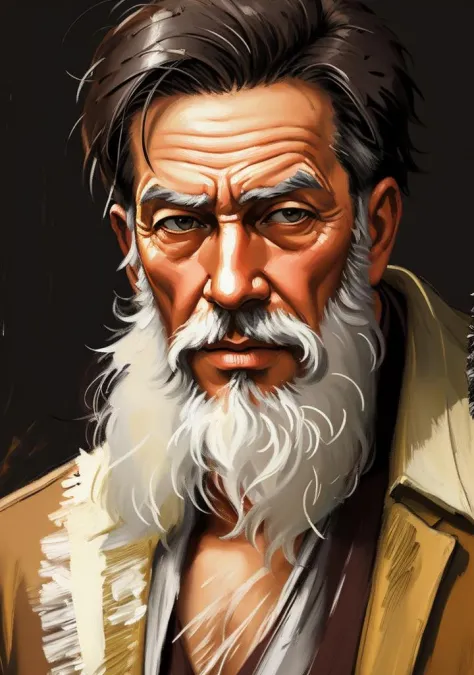 epic high-quality artwork of a oldman, oil painting, (rough brush strokes:1.4)
