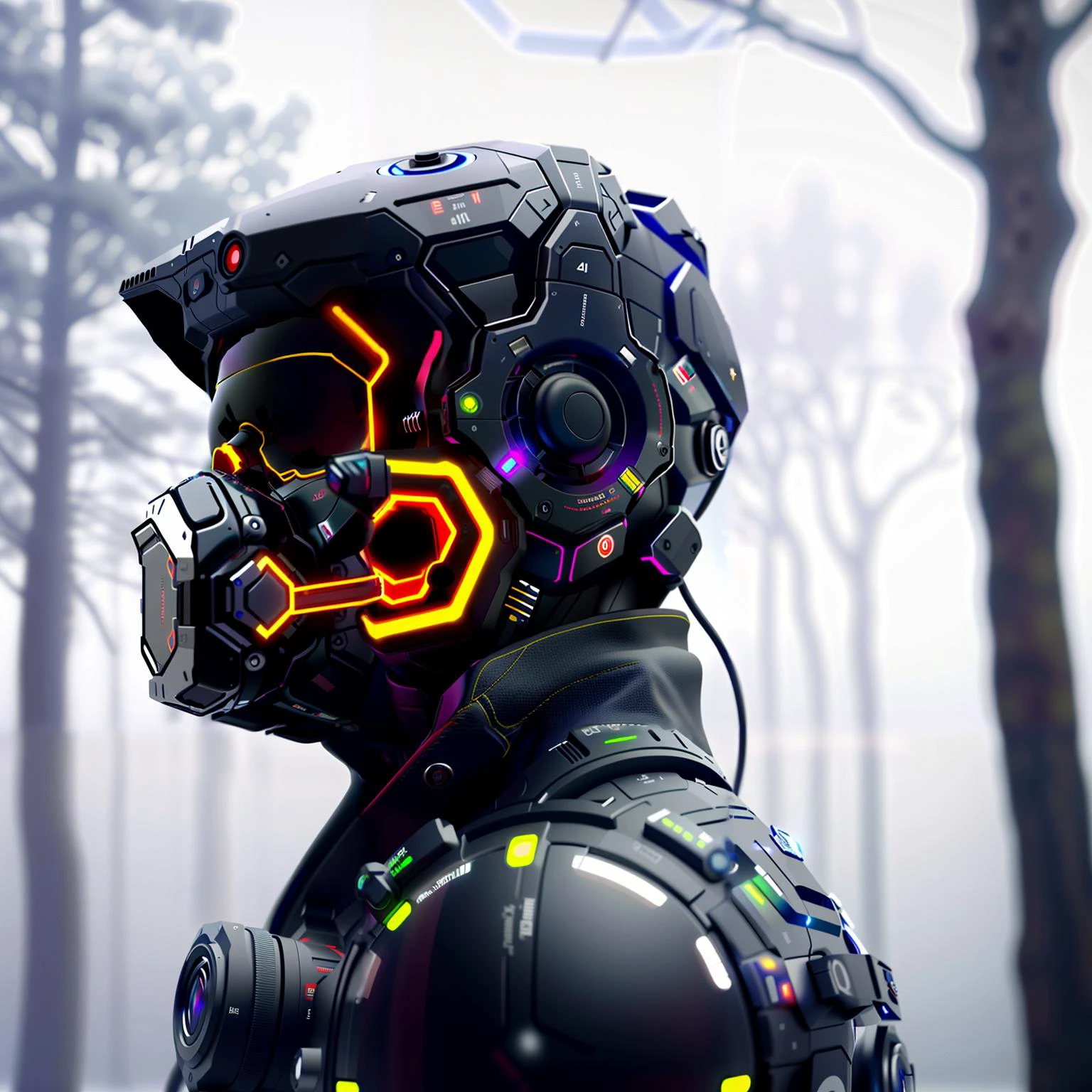 (raw photo, masterpiece, best quality, high detail, game concept), (8k, full frame, (medium shot), photorealistic, realistic), (full_body) unreal engine render of a (skull) robot in an dense snowy forest, glowing red (terminator eyes), helmet, dynamic action pose, wearing a (breathing apparatus), (science fiction), solo, military, (light particle:1.2), (depth of field:1.4), global illumination, 