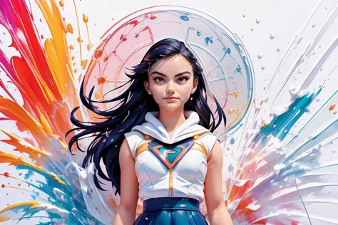 photo of beautiful (((cm3nd3s))), a woman, (((dramatic))), (((intense))) ((closeup:1.2)), (((sexy superhero outfit))), (geometry), geometry figures, framing, (((beautiful detailed colorful splash art:1.4))), (art by Carne Griffiths:1.2), (art by Anato Finnstark:1.2), (magazine cover:1.3), fashionable, vibrant, dynamic, statement, striking, modern, trendy, ((focus)), fashion,<lora:GachaSplash4:1> (white background:1.5) [(white background:1.5),::5] <lora:blindbox_v1_mix:1> <lora:impasto:0.5>, (looking at the camera:1.2)