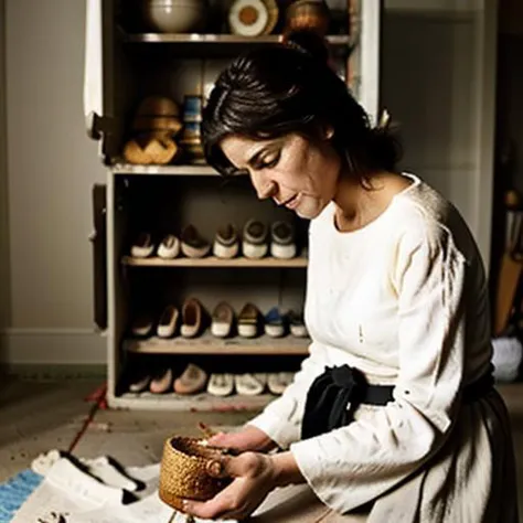 Elle prit un petit panier et le remplit de pain du placard, étendant un linge blanc sur le dessus. Puis elle baissa les yeux sur ses pieds et remarqua à quel point ses chaussures étaient vieilles et usées.