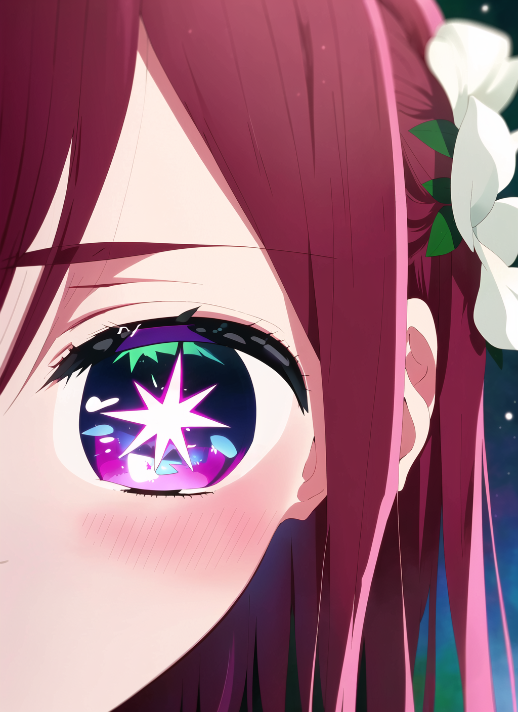 Anime girl with pink hair and blue eyes staring at the camera - SeaArt AI