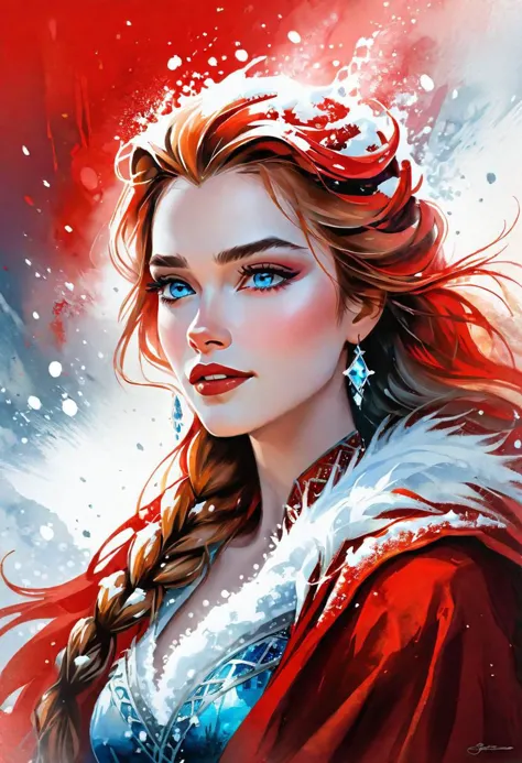 close-up, portrait, (masterpiece), 8k, UHD, RGB, HDR, best quality, digital art, cinematic quality, cinematic, portrait, art, realistic art, digital illustration, bright rich colors, watercolor, oil paints,
Snow Queen in Red "Elsa"
Anna Razumovskaya, Gabriele Del Otto, Luis Royo, Frank Frazetta, Fabian Perez,