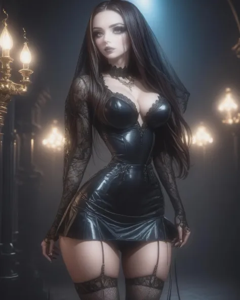(intricated details), (masterpiece:1.4),  cinematic lighting, (dynamic lighting),Ultra high resolution, high resolution,  hyper-detail, film style
gothic 1girl, alluring girl, sexy pose,  long nails, long hair, heavy make-up, smoky eyes, eyeliner, detailed...
