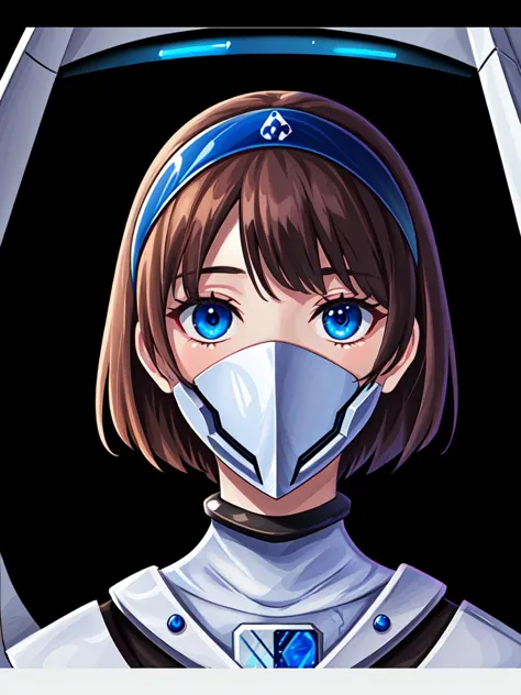 anime girl with a mask and a blue headband