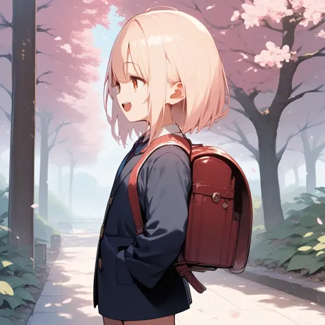 score_9, score_8_up, score_7_up,source_anime, 
1girl,flat chest, standing, smile,open mouth,school blazer,Cherry blossom trees,cowboy shot, from side, 
randoseru,backpack<lora:randoseru_pony_v4:1:lbw=0,0,0,0,0,0,1,1,0,0,0,0>,