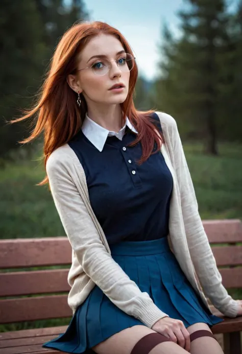 (masterpiece), (best quality), (ultra-detailed), masterpiece, best quality, highly detailed, 1girl, solo, up shot, lindagunderson, red hair, long hair, thin blouse, brown sweater,collared shirt,blue skirt, white thigh highs, perk breasts, Athletic body, sitting, red school suit, outdoors, nerd Linda <lora:lindagunderson-06:1>, glasses, bit lip, illustration, disheveled hair, detailed eyes, perfect composition, moist skin, intricate details, earrings, by wlop, masterpiece, best quality, highly detailed, 1girl, solo, up shot, lindagunderson, red hair, long hair, thin blouse, brown sweater,collared shirt,blue skirt, white thigh highs, perk breasts, Athletic body, sitting, red school suit, outdoors, nerd Linda <lora:lindagunderson-06:1>, glasses, bit lip, firm, crisp, light translucent, transparent, very coherent, romantic, intricate, elegant, enhanced, glowing, colorful, dramatic cinematic, professional, winning, sharp, perfect composition, expressive, extremely beautiful, modern, ambient background, contemporary, futuristic, artistic, color, illuminated, incredible, creative, positive, gorgeous, amazing, attractive