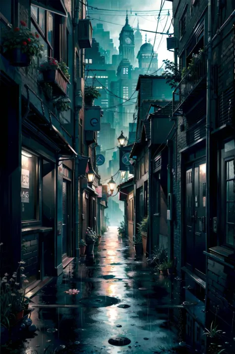 rain,night city