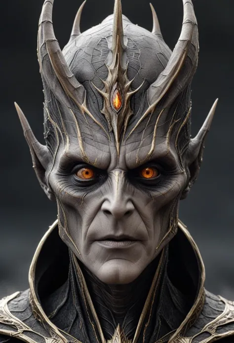 a close up of a man with horns and a helmet