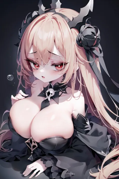 1girl, solo, (pale skin, sagging Breasts, huge breasts:1.3), (eyelashes:1.2), blush, (leaning) dark theme, <lora:eye-hanme_01:0.6>, cleavage, darkness forest, off-shoulder, dark background, bags under eyes, from side, foreshortening, (barefoot, legs:0.86),...