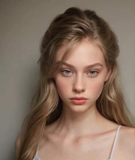 a woman with long hair and a white bra top posing for a picture