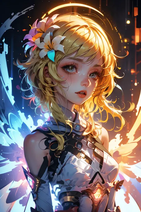 a girl with blonde hair and a flower in her hair