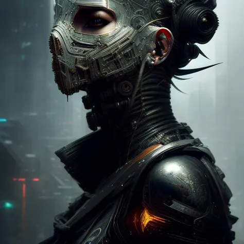 award winning portrait photo of a female rogue assassin, wearing cyberpunk intricate streetwear, (backlighting:1.3), digital pai...