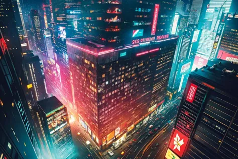 Masterpiece beautiful, volumetric lighting, (ambrosia), volumetric lighting, long shot, far from above,
tokyo bay, ((cyberpunk,blade runner, futuristic)), advertising, big screens, 
sharp focus, highly detailed, high res