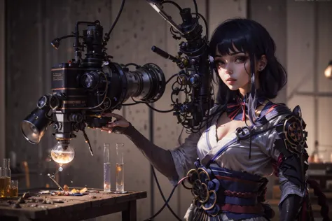 a close up of a woman holding a camera and a glass