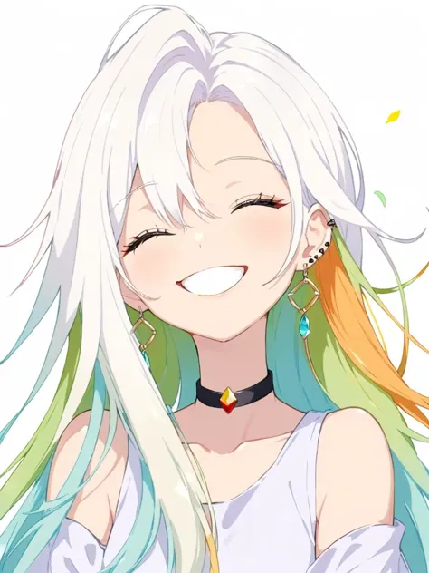 earrings, two-tone_hair, white_hair, asymmetrical_hair, jewelry, multicolored_hair, 1girl, ashiya_douman_\(fate\), long_hair, ha...