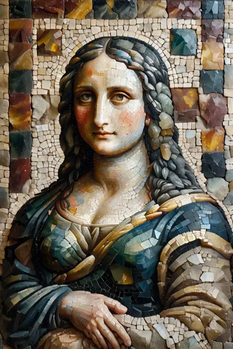 <lora:ral-ntrgmstn-sdxl:0.9>,<lora:Roman_Mosaic:0.8>,a highly detailed pastel oil painting of ral-ntrgmstn roman mosaic of Mona ...
