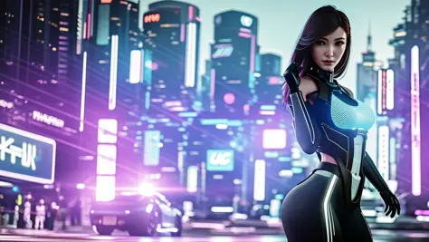 A 3d render of epic portrait shot of epic portrait shot of  (beautiful pale turkish tokio woman wearing) , specular lighting, hdr, masterpiece, 8K, cyberpunk, SynthwavePunk, silver, fine - art photography, highly detailed, 8K, amazing, hdr,  global illumination, film, cinematic backlight, bokeh, 3d, tokyo city scene,  photo realistic, perspective:1.1