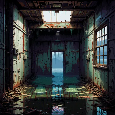 A chase through the abandoned fish cannery, where the sound of dripping water and the smell of rotting fish blend with the fear of being pursued by something unseen.