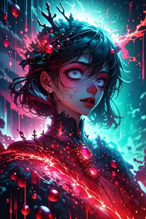 (Cinematic Photo:1.3) of (Technical illustration:1.3) a photo of a woman, freckles, detailed eyes, pink eyes, large breasts, blush, makeup, lightning, <lora:edgRageAura:0.85> red, aura, edgrageaura, glowing <lora:Constricted Pupils5:0.9> constricted pupils, small pupils <lora:constricted_pupils_v0.2a:0.9> constricted pupils <lora:ral-lava:0.2> ral-lava <lora:wrenchsjoyfuljingle:0.8> wrenchsjoyfuljingle, gown, reindeer antlers, red dress, jewelry, christmas lights, christmas wreath,Highly Detailed,(Blue hue:1.3), <lora:LCM_LoRA_Weights_SD15:1>