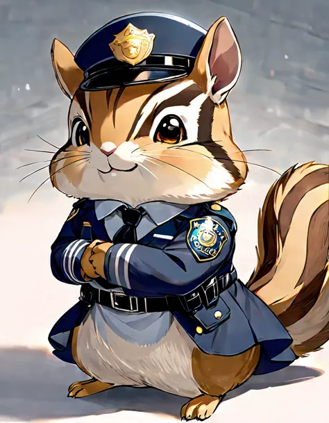 cartoon picture of a squirrel dressed in a police uniform