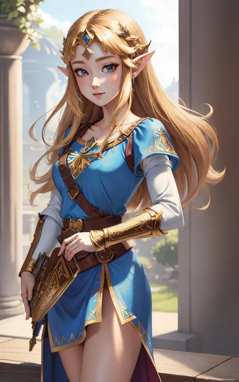 (masterpiece), (best_quality), (ultra-detailed), (illustration), (welcoming), princess zelda, official art, vivid color, finely ...