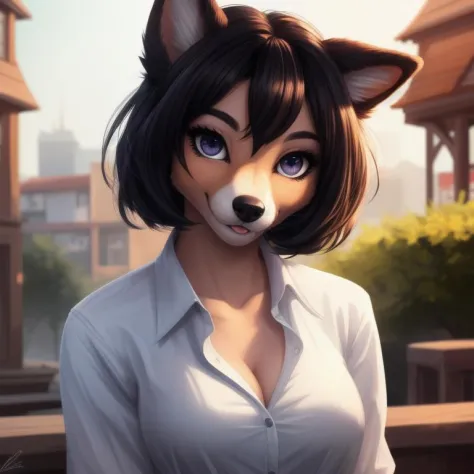 cute female anthro, canine, beauty, sharp, clear, hi res, high resolution, detailed background