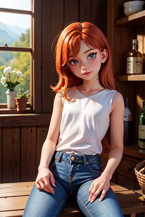 analog photo, a tiny girl, 18yo, (flat chest):0.6, ginger hair, shiny skin, beautiful detailed face, beautiful detailed skin, detailed environment, detailed aquamarine eyes looking at viewer, a girl dressed at jeans sitting in the saddle on a horse, she is looking a little nervous, farm background, sweat:0.7, hyperrealistic,
BREAK,
Porta 160 color, shot on ARRI ALEXA 65, bokeh, sharp focus on subject, shot by Don McCullin, <lora:ReaLora:0.45> <lora:ShinyOiledSkin_v20-LyCORIS:0.2>