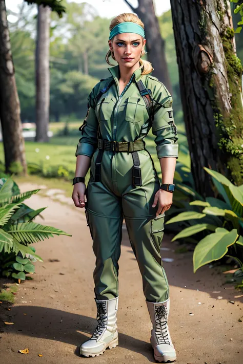 araffe in a green uniform standing in a forest