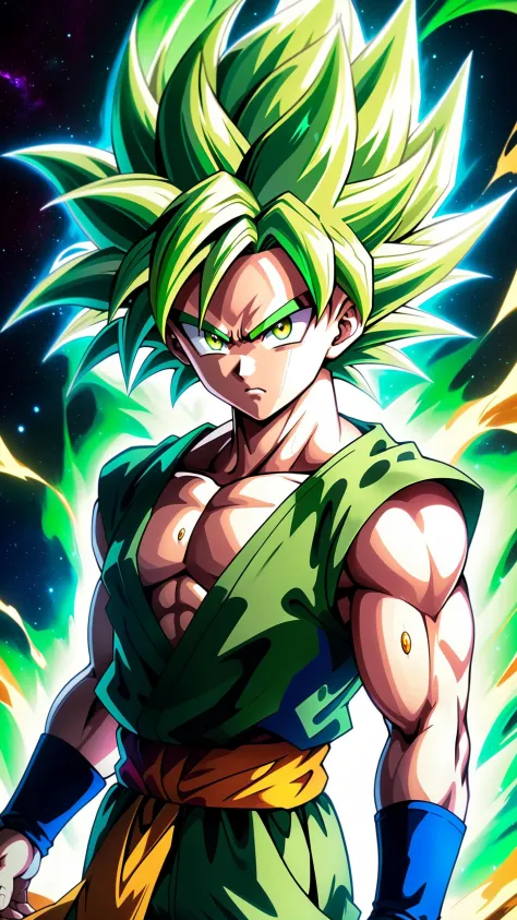 (Broly the legendary super sayan) with green hair, realistic photo, (raw photo of Broly cosplay), legendary super sayan, broly f...