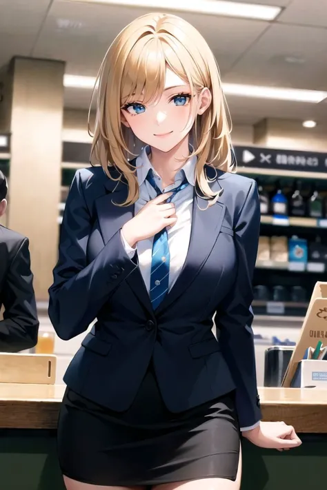 anime girl in a business suit posing for a picture