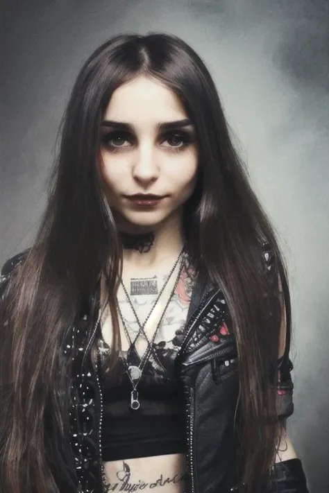 a close up of a woman with long hair wearing a black top