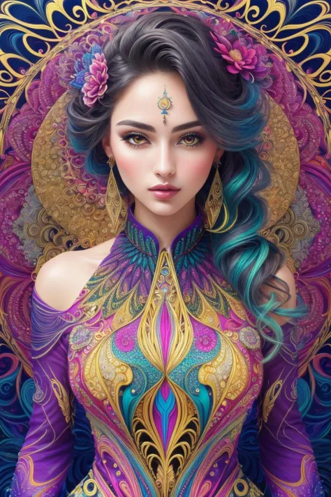 (masterpiece, top quality, best quality, official art, beautiful and aesthetic:1.2), (1girl:1.3), extremely detailed,(fractal art:1.2),colorful,highest detailed,(zentangle:1.2), (dynamic pose), (abstract background:1.5), (treditional dress:1.2), (shiny skin), (many colors:1.4), upper body