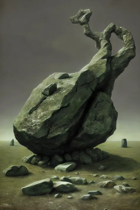 the reticence of the stones, masterpiece, highly detailed, abstract, surreal, strange