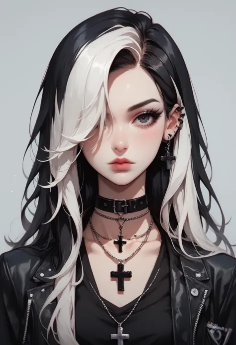 score_9, score_8_up, score_7_up, Goth girl, Goth girl 1girl 1girl,solo,long hair,looking at viewer,simple background,black hair,...