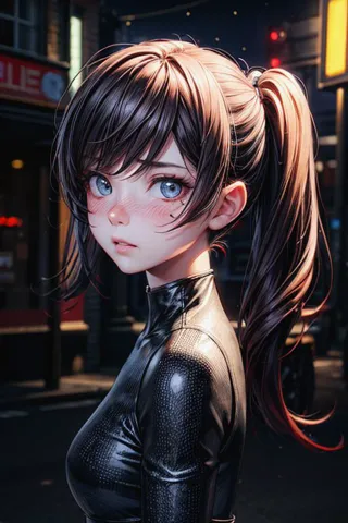 realistic,
anime,
perfect anatomy,
(masterpiece,
best quality,
high detailed:1.4),
high detailed eyes,
3d,
8k,
cg.
wallpaper,
portrait,
eyes high light,
1girl,
solo,
high detailed red body suit,
black long hair,
twintails,
big eyes,
standing,
looking at vi...
