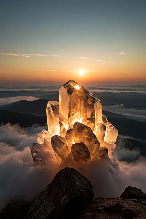 a close up of a cluster of ice crystals on a mountain