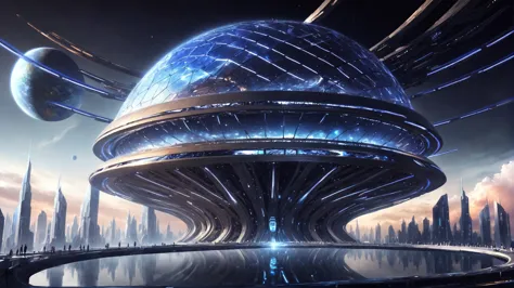 digital painting, great,far-future fantasy megastructure at the beginning of the multiverse