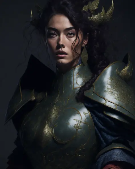 modelshoot style, (extremely detailed CG unity 8k wallpaper), full shot body photo of the most beautiful artwork in the world, medieval armor, professional majestic oil painting by Ed Blinkey, Atey Ghailan, Studio Ghibli, by Jeremy Mann, Greg Manchess, Ant...