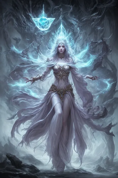 ethereal fantasy concept art of a sorceress casting spells. magnificent, celestial, ethereal, painterly, epic, majestic, magical...