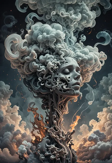 ethereal fantasy concept art of  Negative smoke, surrealism . magnificent, celestial, ethereal, painterly, epic, majestic, magic...