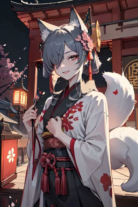 a woman in a kimono outfit holding a sword and a cat