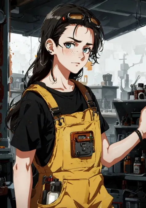 (high fidelity, professional digital art, cell shading:1.2),
Grease-stained overalls, calloused hands, rugged toolbox, blackened...
