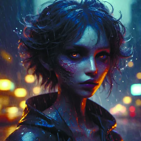 demon,cartoon portrait made out of rain,realistic,highly detailed,neon,rendered in octane,unreal engine,beautiful,ilya kuvshinov...