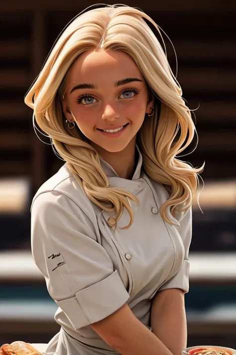 1girl, solo, portrait, ((chef)), bend over the table, at kitchen, smile, looking at viewer, [blurry background], masterpiece, best quality, ultra-detailed, ultra high res, (photorealistic:1.4), raw photo, (realistic:0.2), 8k HDR, f1.4, 40mm, photorealistic, raw, 8k, textured skin, skin pores, intricate details
vd02, blonde hair