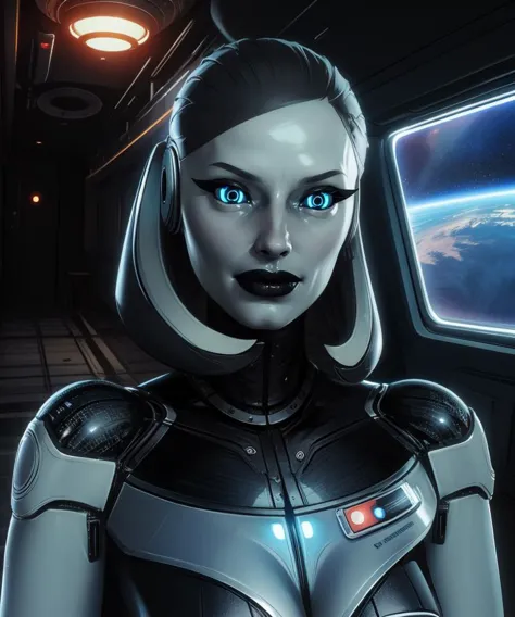 Edi,blue eyes,android,black lips,
upper body,smile,
space cabin,science fiction,indoors,
(insanely detailed, best quality)  solo,