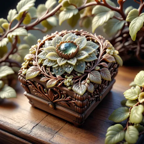 there is a small decorative box with a flower on it