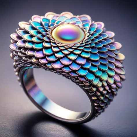 a close up of a ring with a flower design on it