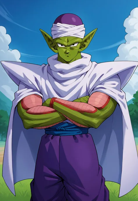 score_9, score_8_up, score_7_up, score_6_up, score_5_up, score_4_up,source_anime, piccolo, 1boy, male focus, solo, green skin, p...