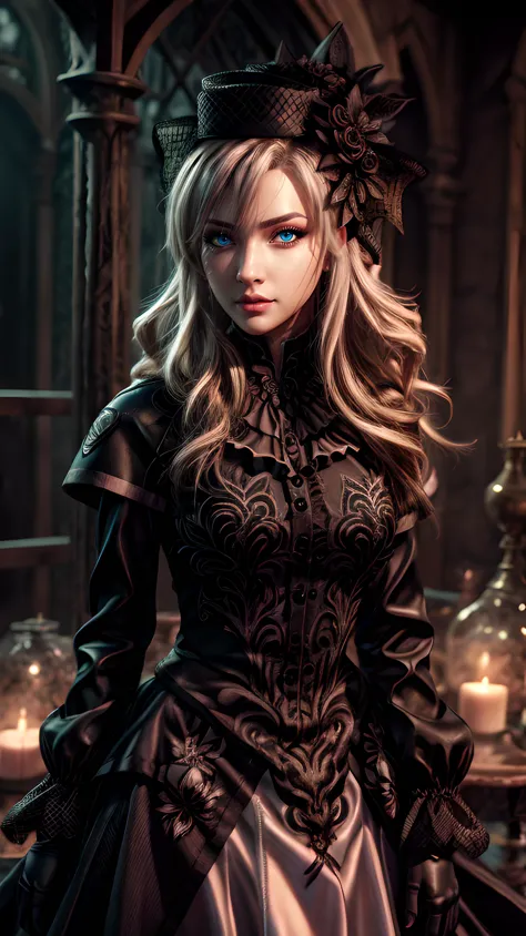 (masterpiece, (best quality:1.4), [:intricate details:0.2]), kriemhild, blue eyes, long hair, mole, mole under eye, pale skin, white hair, wavy hair,, ascot, black capelet, black dress, black flower, black gloves, black headwear, black rose, capelet, dress, flower, gloves, hat, long sleeves, rose, veil,, beautiful body, Beautiful Nose, Beautiful character design, perfect eyes,perfect face, alluring, wallpaper,perfect lighting, Colorful,ultra highres, 8K, HDR,
<lora:add_detail:1>,
<lora:kriemhild-lora-nochekaiser:0.8>  ,